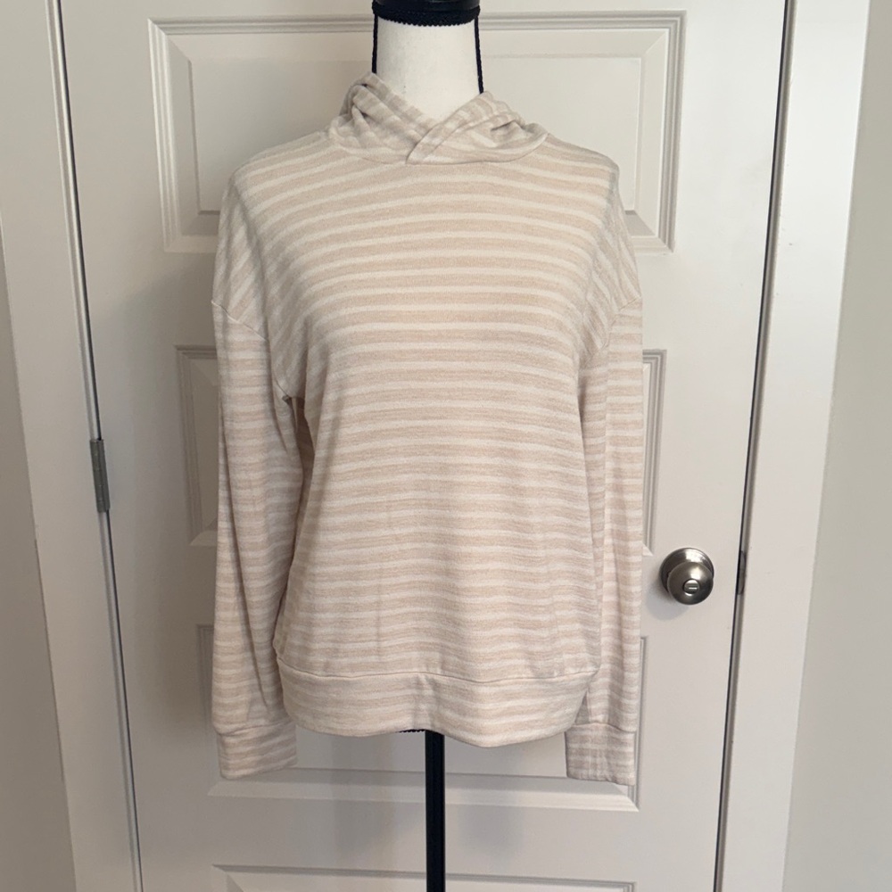 A new day| Tan and Cream Striped Lightweight Hoodie